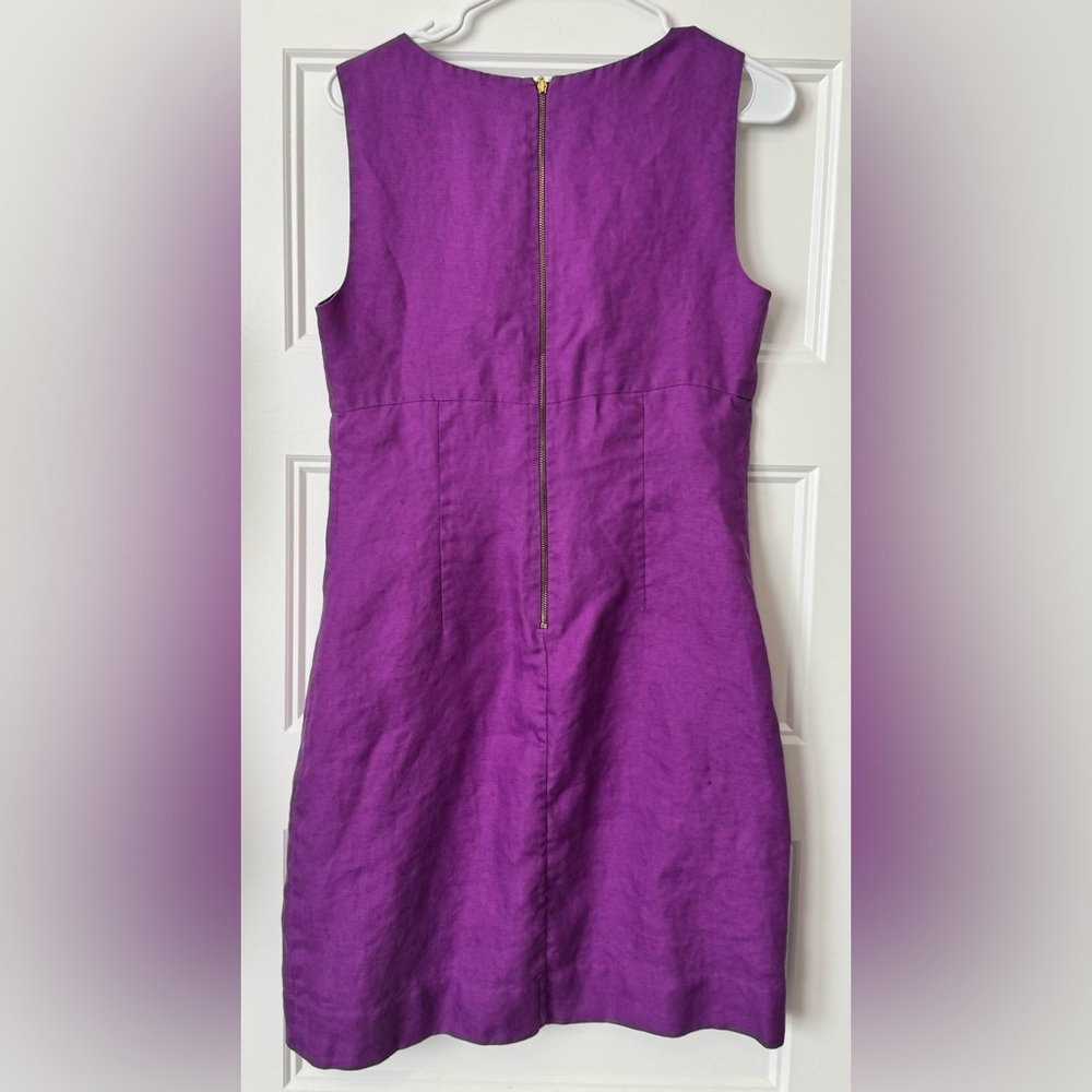 Kate Spade New York Purple Linen Sheath Dress Rosette Neck Size 8 - Picture 4 of 7